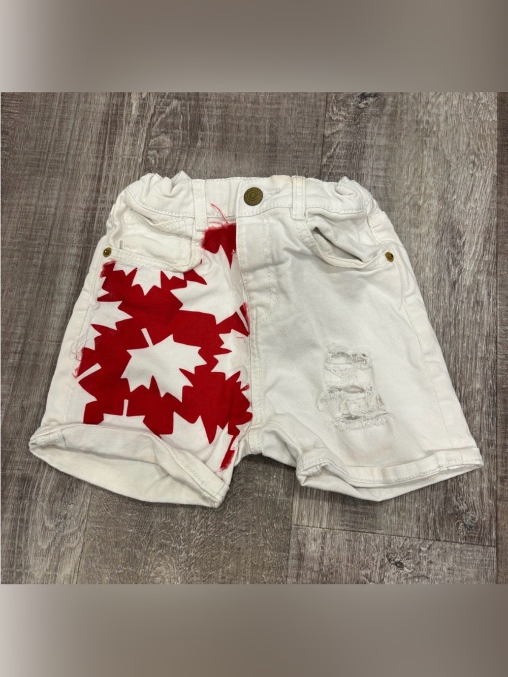 Zara White Shorts with Red Canada Graphic Panel